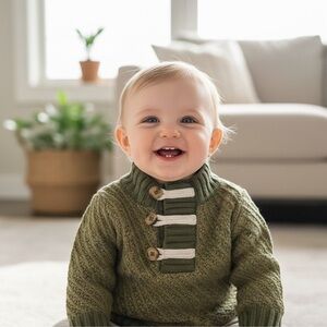 Amazon Essentials Kids' Green Knit Sweater